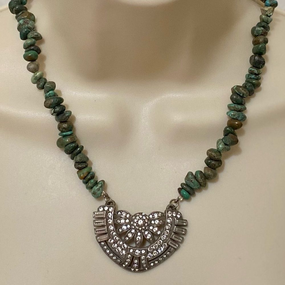 VINTAGE Haley Hill turquoise & rhinestone necklace